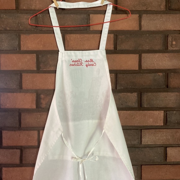 Mrs Claus Candy Kitchen white CHRISTMAS APRON polyester & cotton RED embroidery - Picture 2 of 9